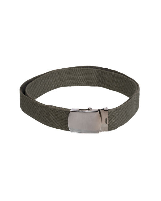 Mil-Tec Belt Cintura per pantaloni larghezza US 38 mm con fibbia argento, oliva