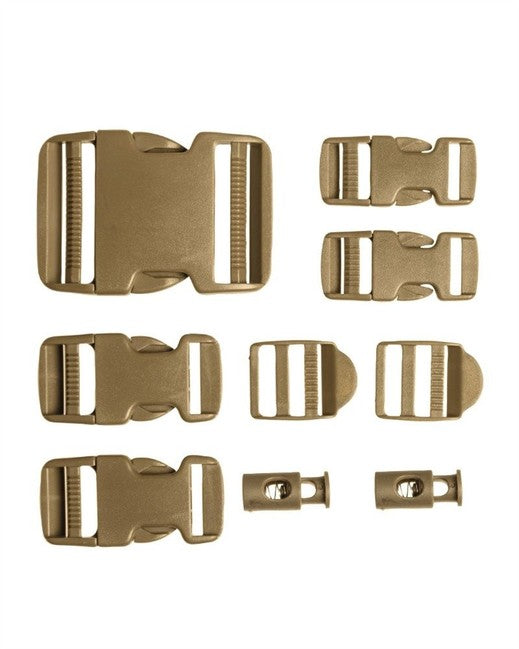 Mil-Tec set di fibbie da 9 pezzi, Coyote