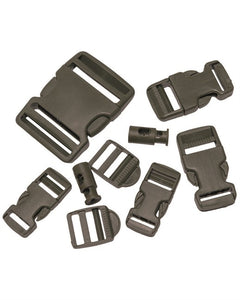Mil-Tec set di fibbie da 9 pezzi, oliva