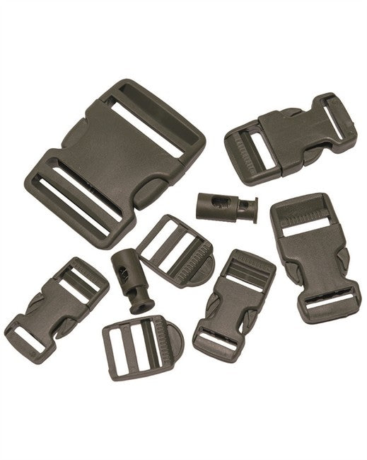 Mil-Tec set di fibbie da 9 pezzi, oliva