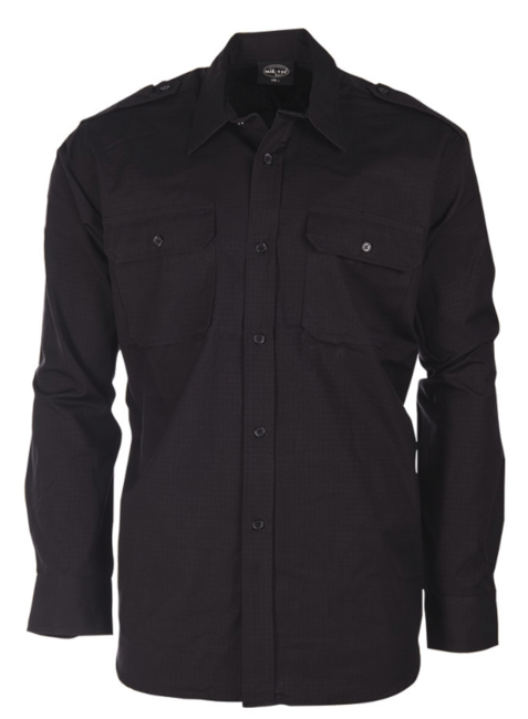 Mil-Tec Ripstop camicia a maniche lunghe, nero