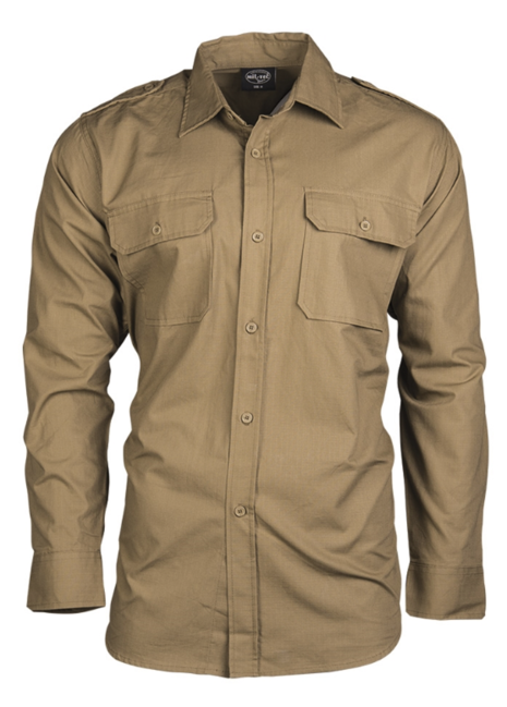 Mil-Tec Ripstop camicia a maniche lunghe, Coyote