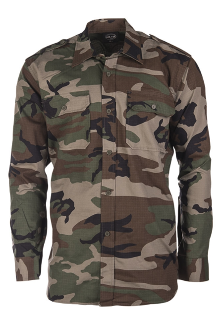 Mil-Tec Ripstop camicia a maniche lunghe, Woodland