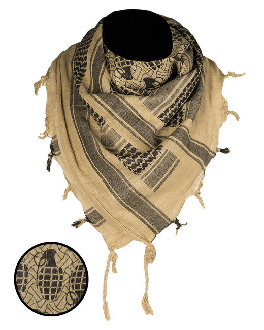 Mil-Tec Sciarpa shemagh Garnet, Coyote/nero
