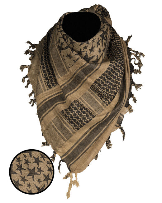 Mil-Tec Sciarpa shemagh STARS, Coyote/, nero