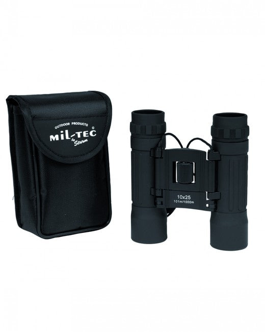 Mil-Tec binocolo pieghevole 10x25, nero