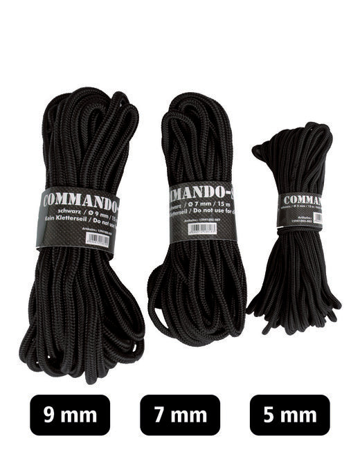 Mil-Tec Commando cavo ausiliario 7 mm 15m, nero