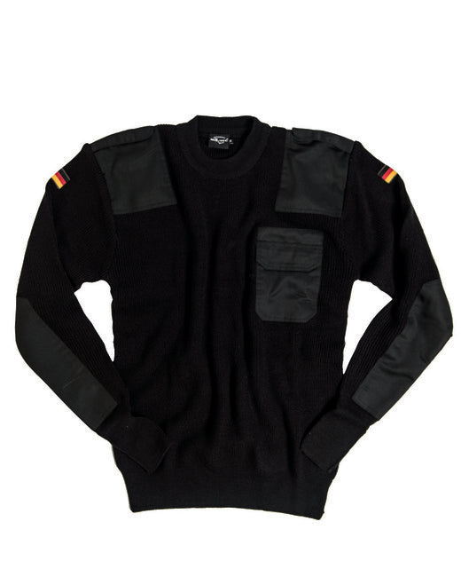 Mil-Tec maglione BW wool con tasca, nero