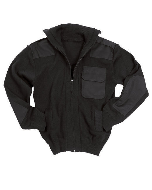 Mil-Tec maglione con zip e tasca, nero