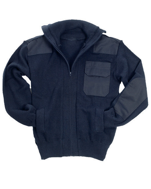 Mil-Tec maglione con cerniera e tasca, blu