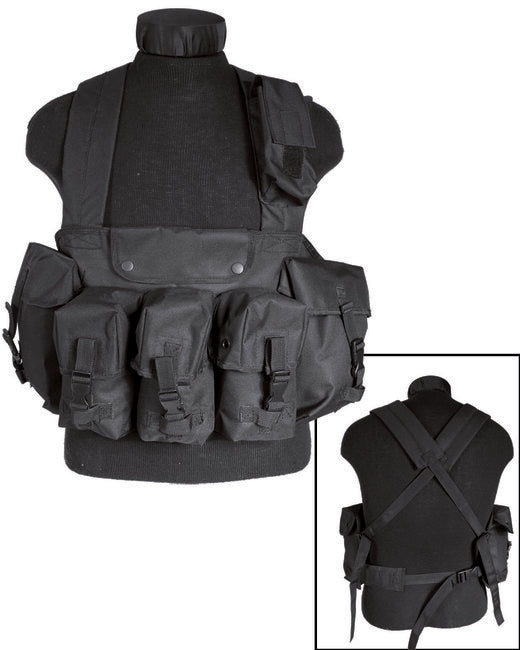 Mil-Tec gilet tattico con 6 tasche, nero