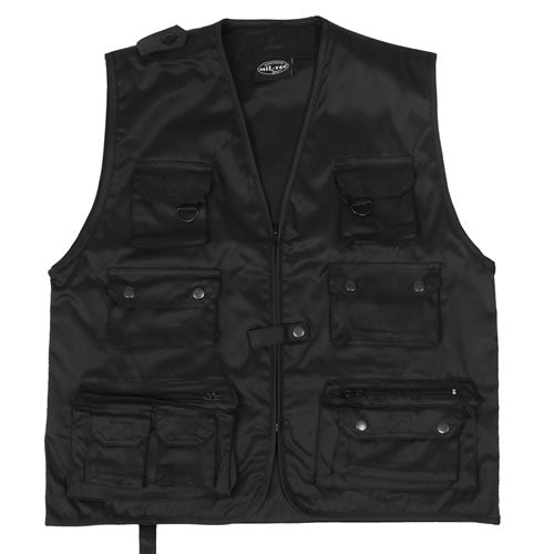 Mil-Tec Gilet Jagd per caccia o pesca, nero