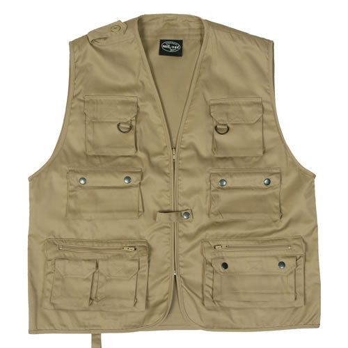 Mil-Tec Gilet jagd per caccia o pesca, khaki