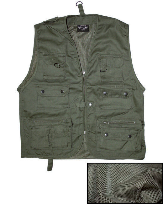 Mil-Tec JAGD gilet con rete per la caccia o la pesca, dell'oliva