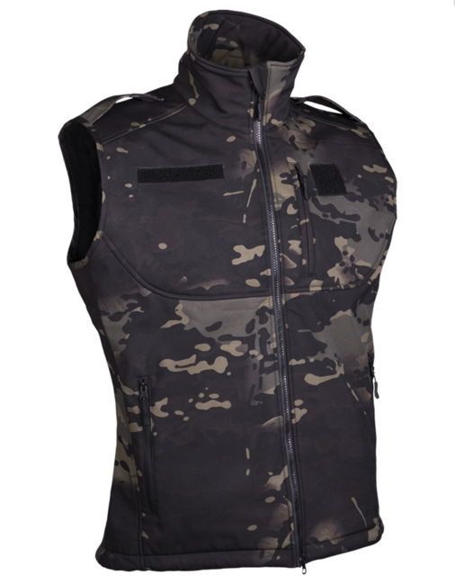 Mil-Tec gilet Softshell, Multitarn nero