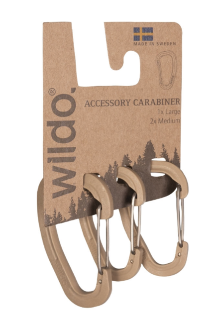 Mil-Tec Wildo set di moschettoni 3 pezzi, Coyote