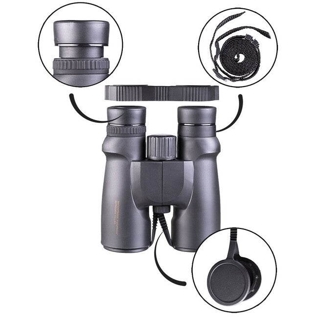 Mil-Tec 8x42 binocolo impermeabile con custodia, nero