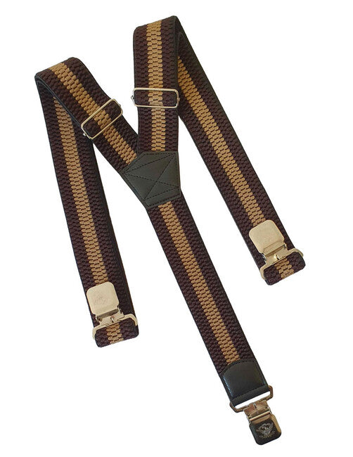 Natur Stripes bretelle con clip per pantaloni, marroni