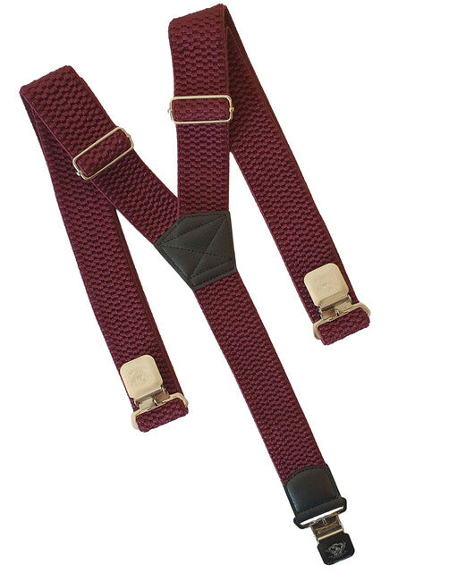 O&T Natur bretelle con clip per pantaloni, bordeaux
