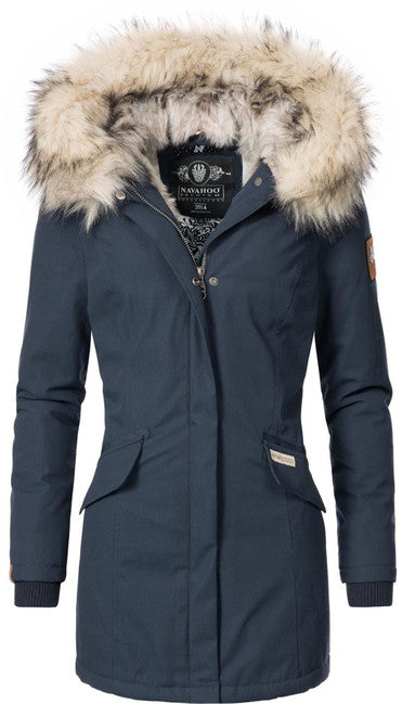 Navahoo Cristal giacca invernale da donna con cappuccio e pelliccia, navy