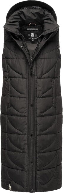 Navahoo Brezelchen gilet lungo da donna, nero