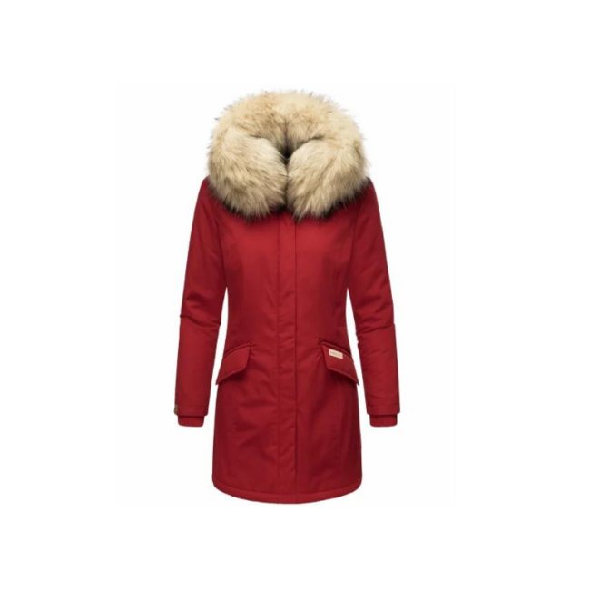 Navahoo Cristal giacca invernale da donna con cappuccio e pelliccia, rossa sangue
