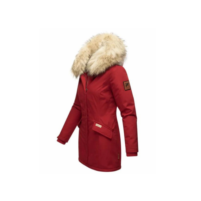 Navahoo Cristal giacca invernale da donna con cappuccio e pelliccia, rossa sangue