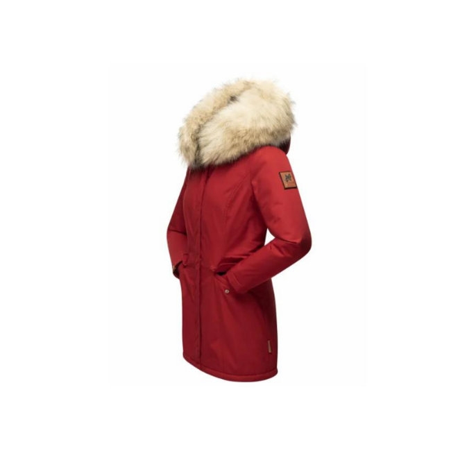Navahoo Cristal giacca invernale da donna con cappuccio e pelliccia, rossa sangue
