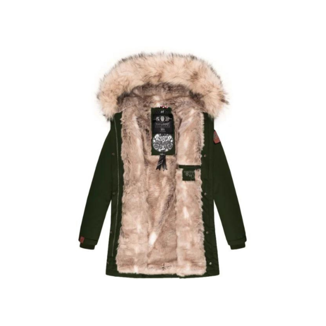 Navahoo Cristal giacca invernale da donna con cappuccio e pelliccia, oliva