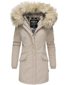 Navahoo Cristal women's winter jacket with hood and fur, beige