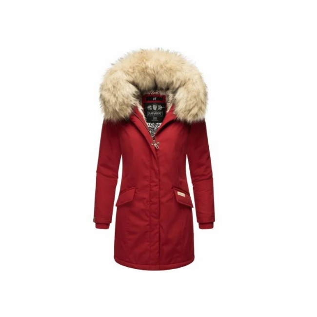 Navahoo Cristal giacca invernale da donna con cappuccio e pelliccia, rossa sangue
