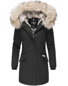 Navahoo Cristal women's winter jacket with hood and fur, black