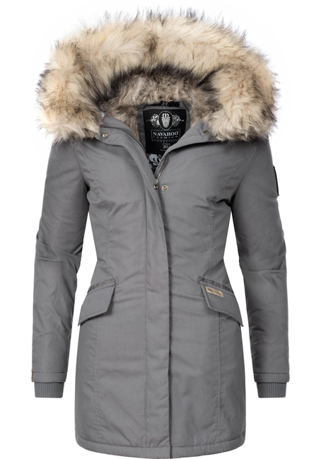 Navahoo Cristal giacca invernale da donna con cappuccio e pelliccia, grigio
