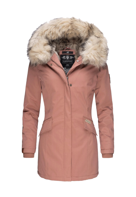 Navahoo Cristal giacca invernale da donna con cappuccio e pelliccia, terracotta