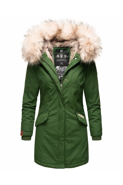 Navahoo Cristal giacca invernale da donna con cappuccio e pelliccia, verde
