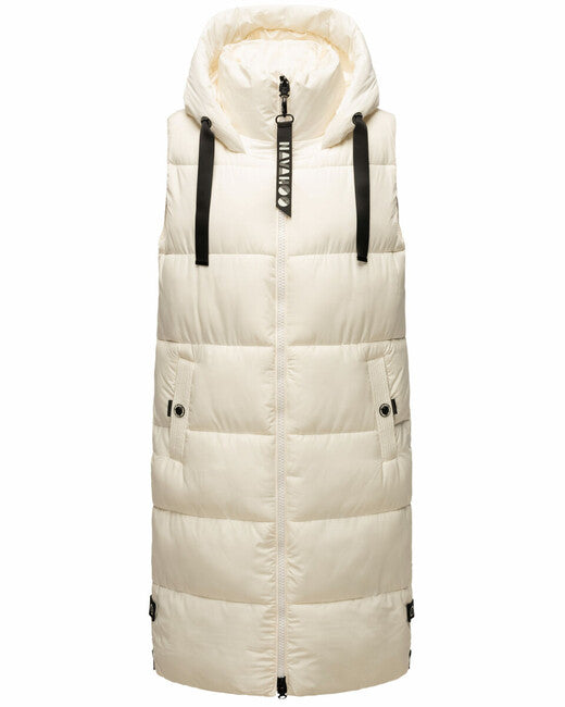 Navahoo Schnuffelchen gilet lungo da donna, bianco sporco