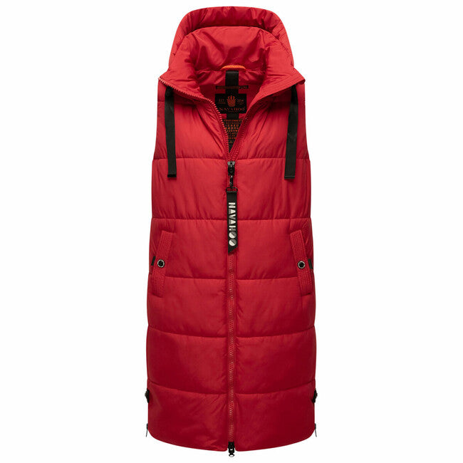 Navahoo Schnuffelchen gilet lungo da donna, rosso salsa
