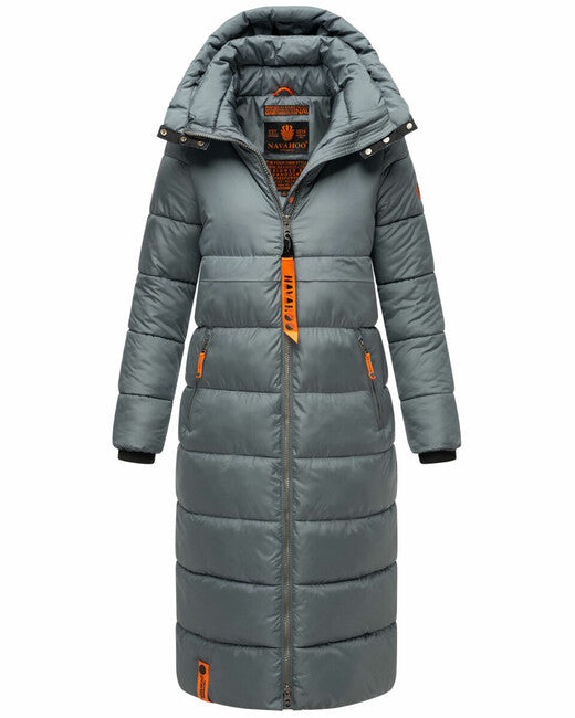 Navahoo Kristallblume giacca invernale lunga da donna con cappuccio, blu tempesta