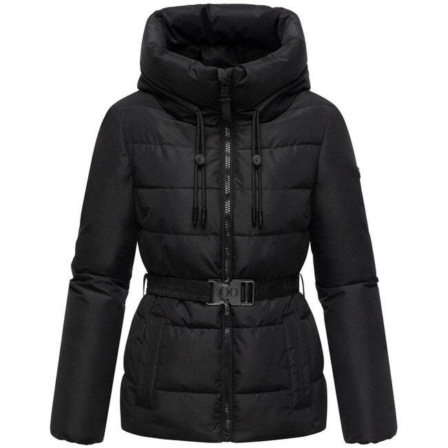 Marikoo Himee 16 giacca invernale da donna con colletto alto e risvolto, nera