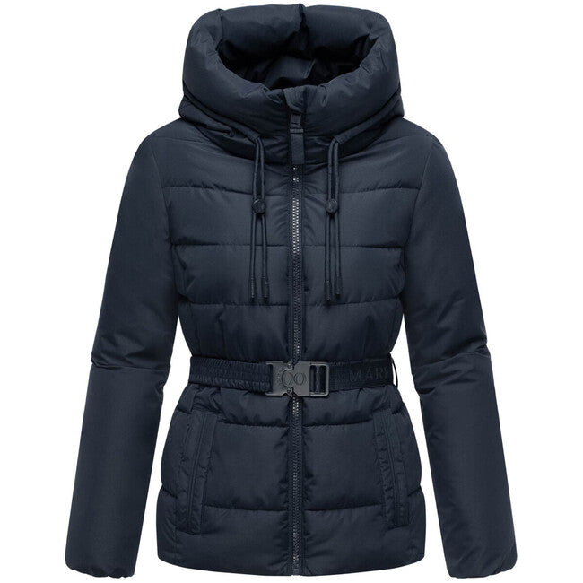 Marikoo Himee 16 giacca invernale da donna con collo alto e cinturino, navy