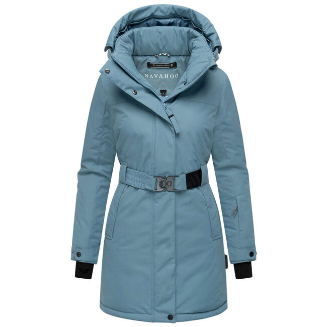 Navahoo Frostkuss 14 parka invernale da donna con cappuccio removibile e cintura, powder blue