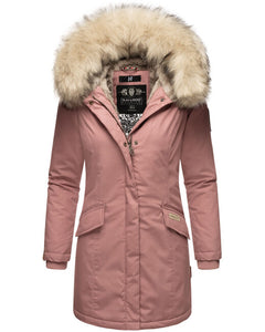 Navahoo Cristal women's winter jacket with hood and fur, Dark rose