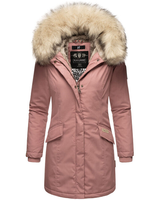 Navahoo Cristal giacca invernale da donna con cappuccio e pelliccia, rosa scuro