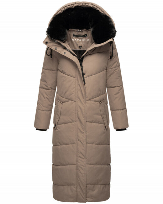 Navahoo Hingucker giacca invernale da donna con cappuccio, grigio chiaro