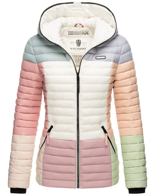Navahoo Giacca transitoria da donna multicolore con cappuccio, multicolore pastello