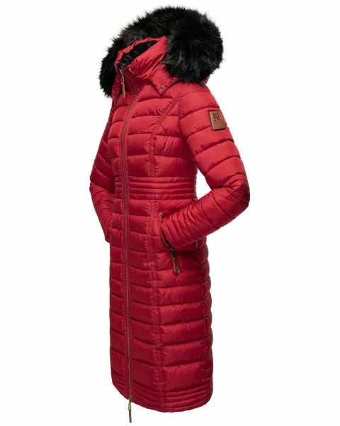 Navahoo Umay cappotto trapuntato da donna, rosso sangue