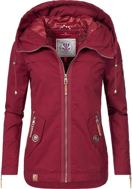 Navahoo Wekoo giacca transitoria da donna con cappuccio, bordeaux a pois