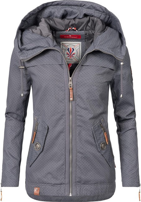 Navahoo Wekoo giacca transitoria da donna con cappuccio, grigio scuro a pois