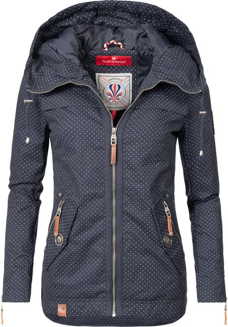 Navahoo Wekoo giacca transitoria con cappuccio da donna, a pois blu