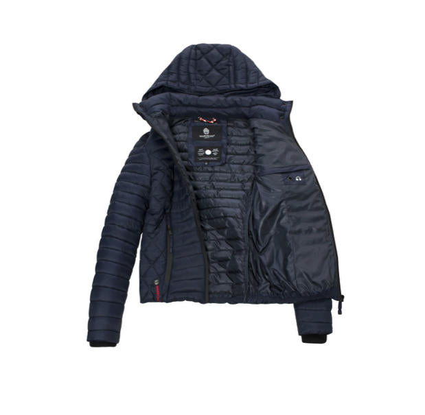 Marikoo Samtpfote giacca transitoria da donna con cappuccio, navy